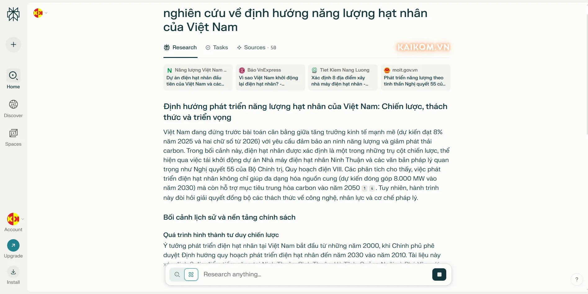 Chế độ nghiên cứu của Perplexity AI Pro chuyên sâu và tối ưu