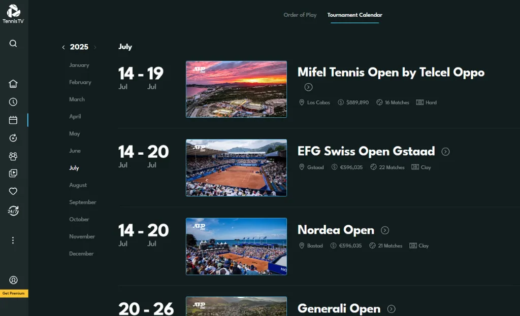 Nắm bắt lịch thi đấu chính xác với tài khoản TennisTV