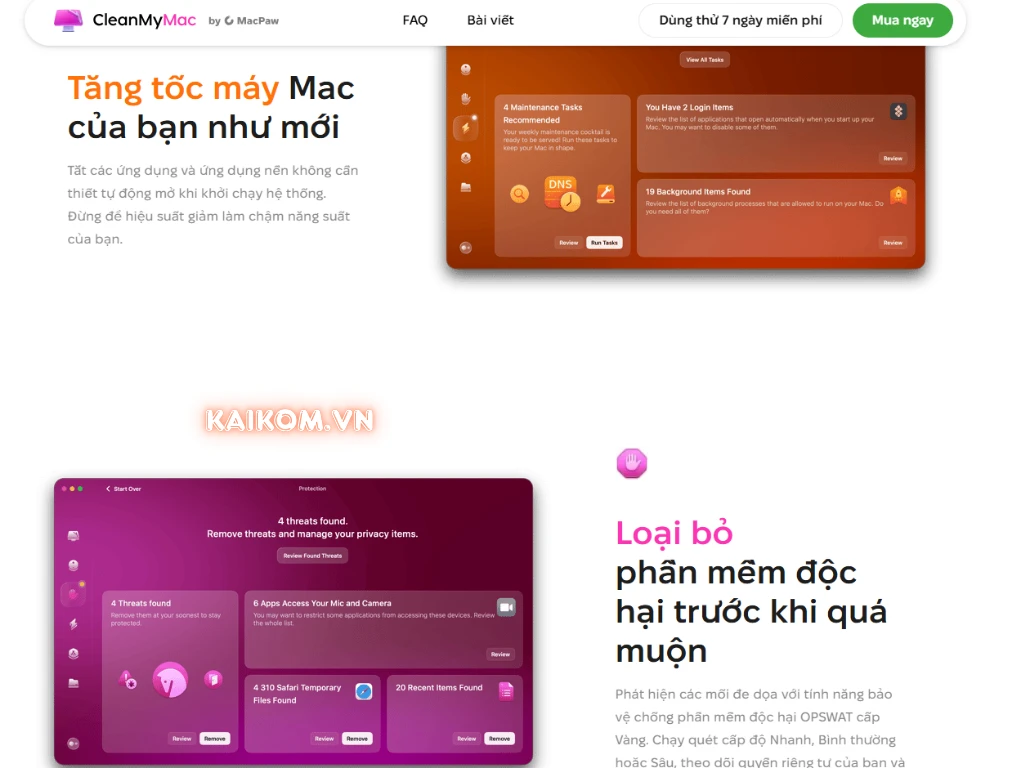 CleanMyMac X giúp tăng tốc máy và loại bỏ phần mềm độc hại