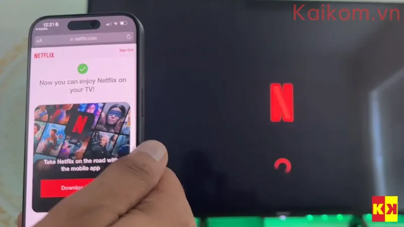 Một thông báo đăng nhập Netflix thành công ở điện thoại