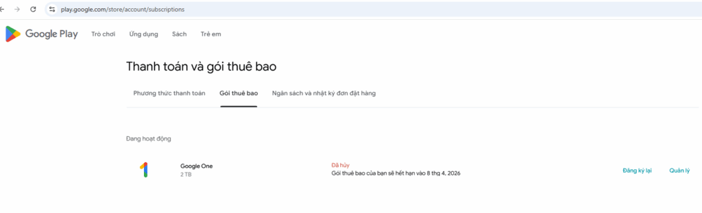 Cách hủy gói Google One trên máy tính