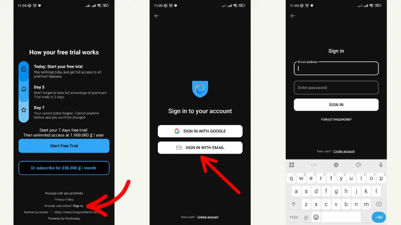 Cách đăng nhập Hotspot Shield trên điện thoại