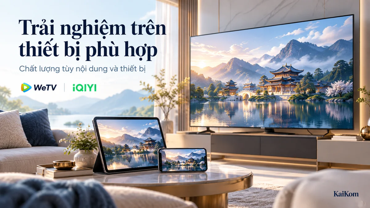 Minh họa trải nghiệm xem phim trên TV, máy tính bảng và điện thoại